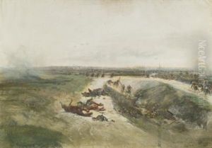 Une L'offensive Militaire (study For The Panorama Of The Battle Of Champigny) by Edouard Jean Baptiste Detaille