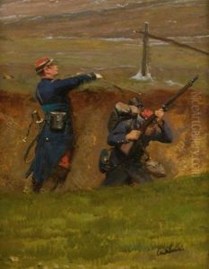Dans Un Ravin. Lignards 2 (fragment From The Panorama Of The Battle Of Champigny) by Edouard Jean Baptiste Detaille