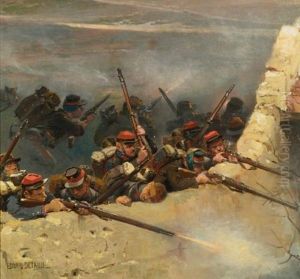 Embusques Derriere Un Mur. Fantassins De La Ligne (fragment From The Panorama Of The Battle Of Champigny)