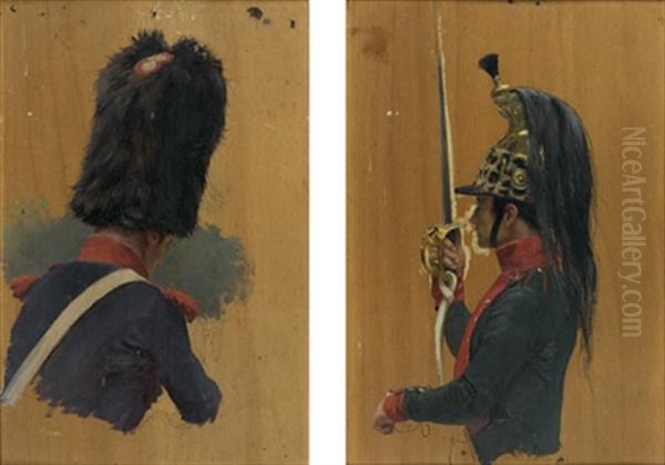 Un Dragon Et Un Hussard (study; Pair) - view 1
