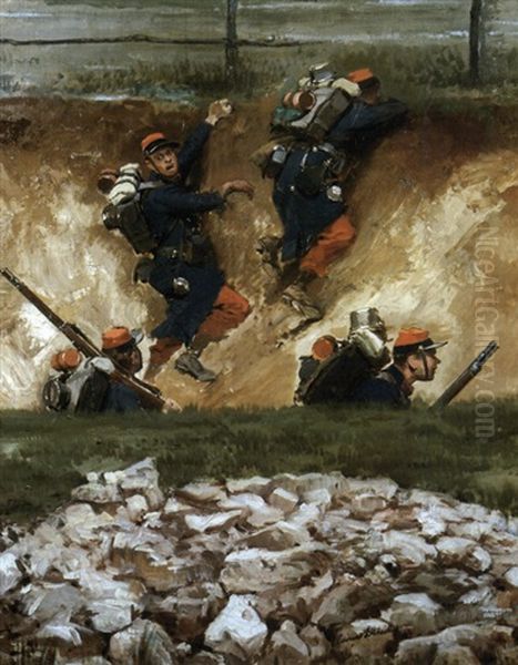 Guerre De 1870 Bataille De Champigny (collab. W/alphonse De Neuville; Fragment Of Panorama) - view 1