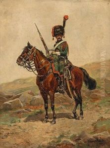 A Mounted Chasseur Of The Imperial Guard by Edouard Jean Baptiste Detaille