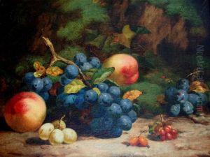 Still Life Of Fruit Against A Mossy Bank by Henry Archibald Major