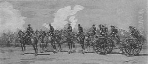 Soldats A Cheval Tirant Un Canon by Edouard Jean Baptiste Detaille