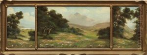 Landscape With Poppies And Lupine by Richard Detreville