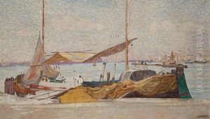 Venise, Bateau A Quai Sur Le Grand Canal by Leon Detroy
