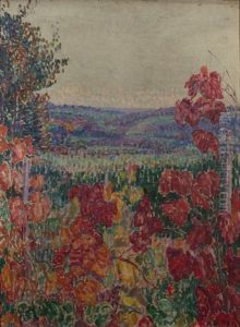 Les Vignes En Automne Dans Un Paysage Vallonne by Leon Detroy