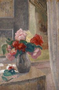 Fleurs Devant La Fenetre by Leon Detroy