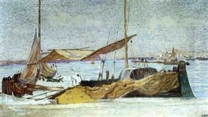 Venise, Bateaux A Quai by Leon Detroy