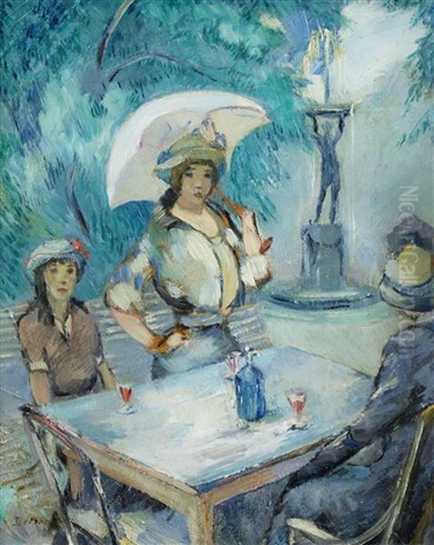 Fransk Cafeterrass (+ Damportratt; 2 Works) - view 1