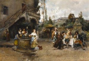 A Conversation At The Well by Cesare Auguste Detti