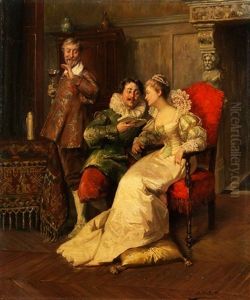 Historische Genreszene Im Renaissance-interieur Historische Genreszene Im Renaissance-interieur