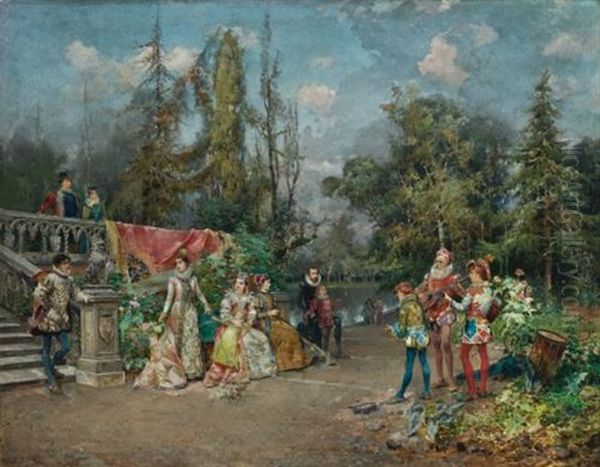 Venetian Court, Minstrel Scene - view 1