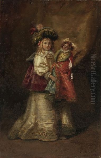 Madchen In Historischem Kostum Mit Ihrer Puppe - view 1