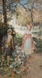A Clandestine Meeting by Cesare Auguste Detti