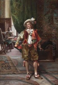 In The Studio by Cesare Auguste Detti