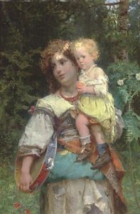 A Tambourine Girl And Her Child In A Woodland Glade A Tambourine Girl And Her Child In A Woodland Glade