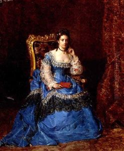 Duchesse Marie Pauline, In An Ultramarine Silk Dress, Seated In An Ornate Gilded Chair