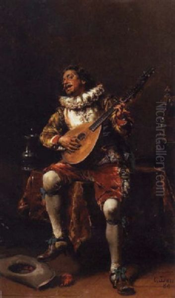 A Cavalier Playing A Lute - view 1