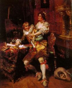 A Studio Flirtation by Cesare Auguste Detti