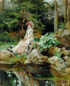A Summer Day By The Pond by Cesare Auguste Detti