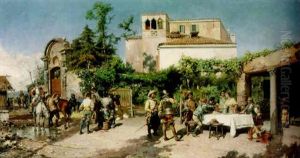 The Halt At The Cabaret by Cesare Auguste Detti