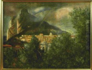 Ansicht Von Anacapri Auf Capri Mit Der Tiberiusvilla by Ludwig Dettmann