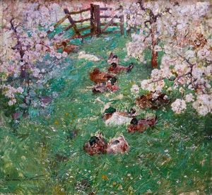 Ducks In The Orchard by Ludwig Dettmann