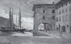 Hafen Von Riva Am Mittag by Heinrich Deuchert