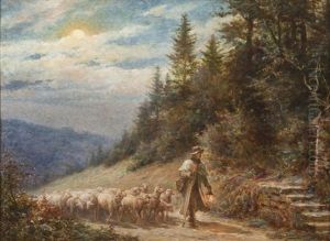 Le Retour Des Bergers by Eugene Auguste Francois Deully