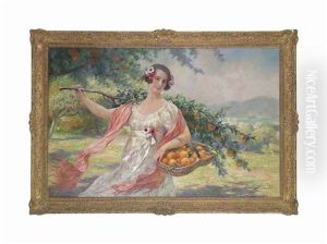 The Orange Picker by Eugene Auguste Francois Deully