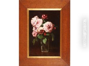 Bouquet De Roses Dans Un Verre by Eugene Auguste Francois Deully