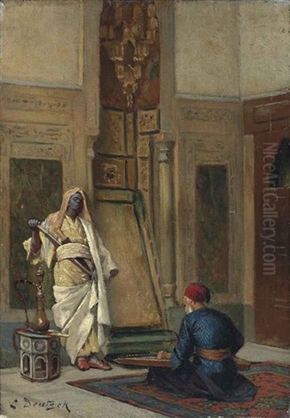 A Musician And A Guardsman In An Oriental Interior - view 1