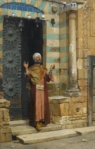 At The Door Of The Mosque by Ludwig Deutsch