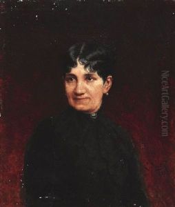 Portrat Einer Jungen Dame In Schwarzem Kleid by Ludwig Deutsch
