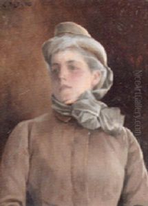 Portrait De Femme Au Chapeau by Ludwig Deutsch