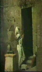 Pretre A L'entree D'un Temple Egyptien by Ludwig Deutsch