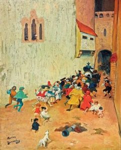 L'entree De Don Quichotte Et Sancho Panca Dans Une Ville