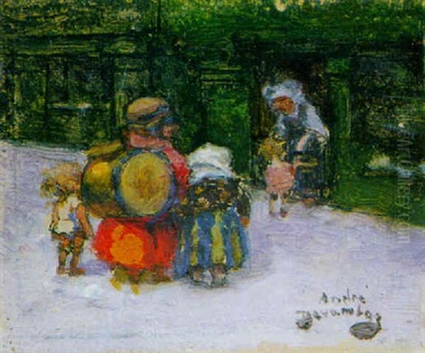 Musikerfamilie Vor Einem Hauseingang - view 1