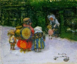 Musikerfamilie Vor Einem Hauseingang by Andre Devambez