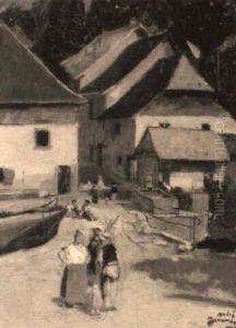 Vue De Village Et Personnages Vue De Village Et Personnages