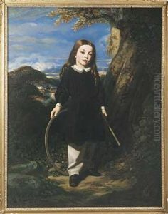 Portrait D'une Jeune Fille Tenant Un Cerceau