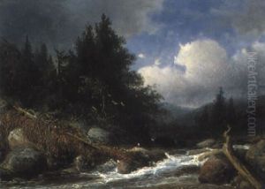 Waldlandschaft Mit Weidenden Kuhen Waldlandschaft Mit Weidenden Kuhen