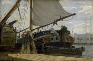 Segelschiffe Im Hafen by Willem Anthonie van Deventer