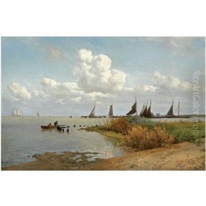 Moored Sailing Vessels On The Zuiderzee