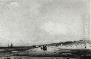 Figures On Scheveningen Beach by Willem Anthonie van Deventer