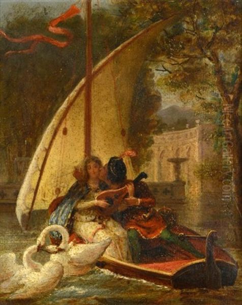 Scene Galante A La Barque Et Aux Cygnes - view 1