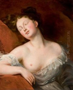 Jeune Femme Assoupie by Achille-Jacques-Jean-Marie Deveria