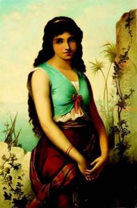 Genc Kiz Portresi by Achille-Jacques-Jean-Marie Deveria