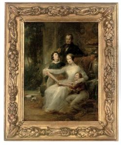 Family Portrait (study) by Achille-Jacques-Jean-Marie Deveria